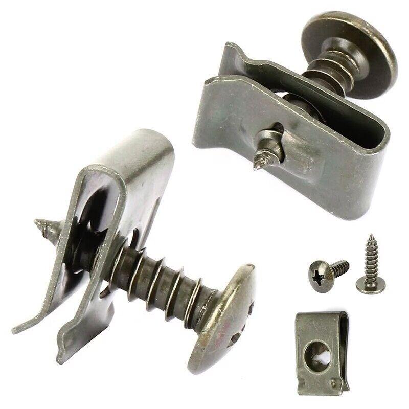 100 Stück-10 Stück Gemischte Auto Metallschraube Gewindeschneidschraube Befestigungsclip U-Typ Clip mit Schraube Rostschutzclip Schraubverschluss Blech