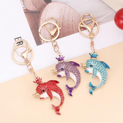 Sleutelhanger Hanger Strass Ingelegd Dolfijnvormige Sleutelhanger met Karabijnsluiting Tas Hanger Rugzak Accessoire