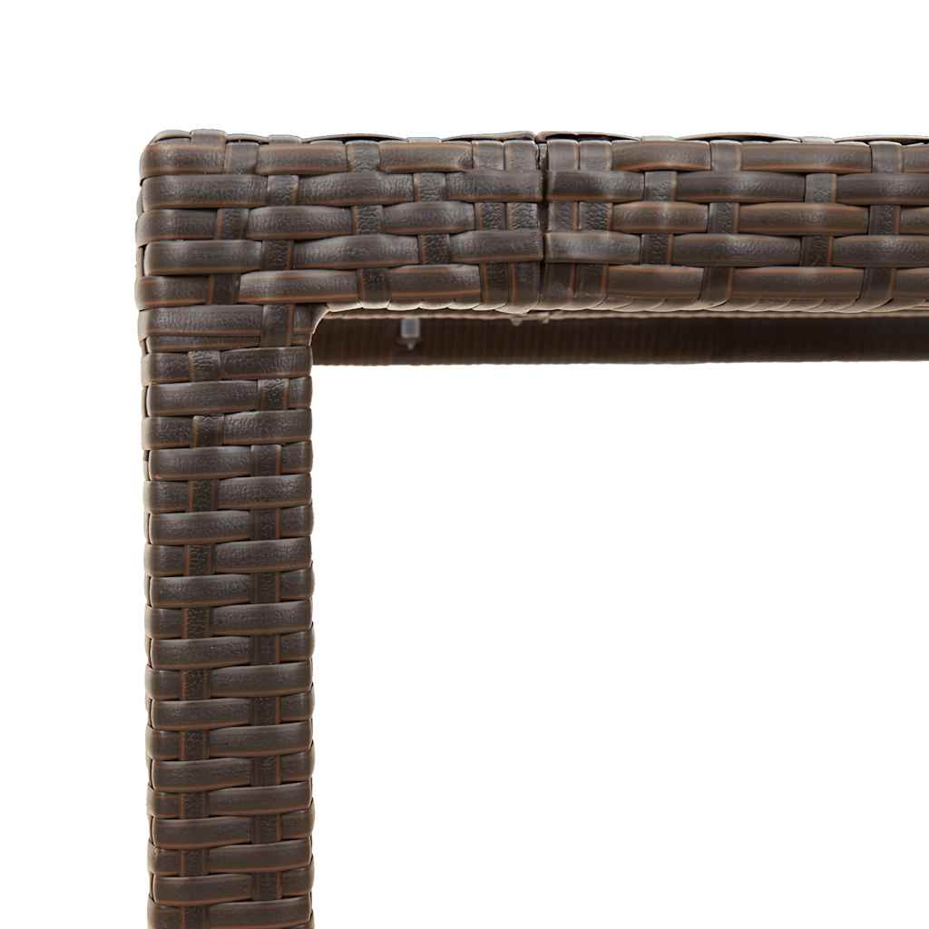 Garden Table with Glass Top Brown 90 x 90 x 75 cm Poly Rattan