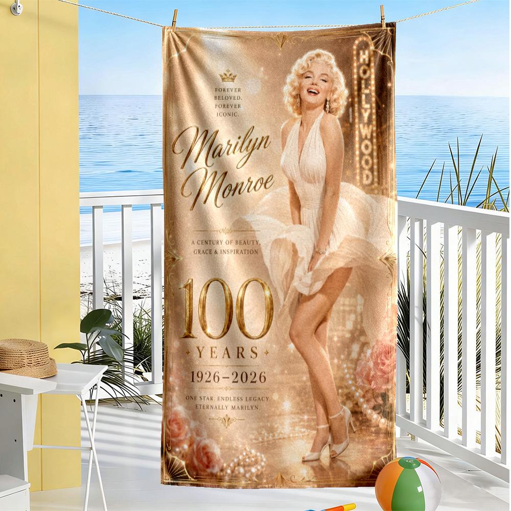 Asciugamano da Spiaggia Iconico Marilyn Monroe Alta Assorbenza & Asciugatura Rapida Confortevole Leggero Adatto per Nuoto, Palestra, Campeggio, Yoga Vacanze