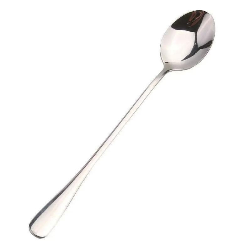 6-Piece Long-Handle Stainless Steel Spoon Set - Thickened Multi-Use Utensils for Coffee, Stirring, Ice Serving & Kitchen Tasks