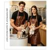 Unisex PU Leather Work Apron Multi-Pocket Hairdresser Barista Gardener Vintage Style Anti-Stain All Season One Size