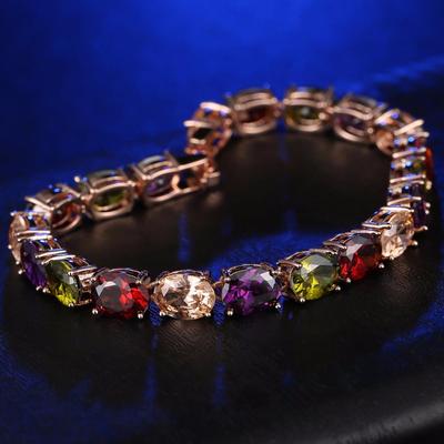 Kadınlar İçin Rose Gold Bileklik Bilezikler Ins Popüler Satış İnce Takı Çok Renkli Moda Popüler Su AAA Zirkon Bileklikler