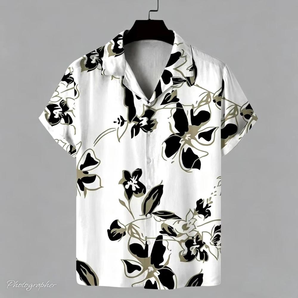 Summer men's 3D printed floral short sleeved shirt, casual, comfortable, breathable, high-quality top