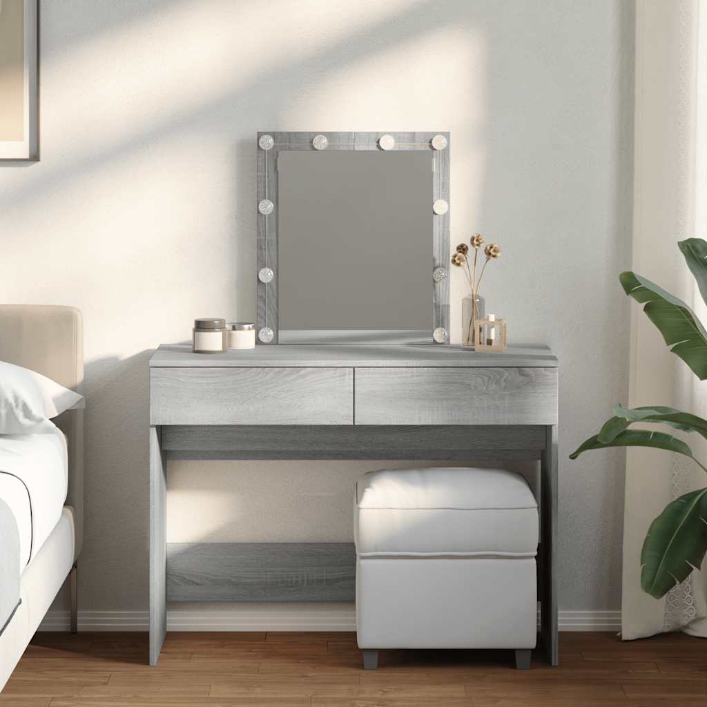 Makeup Table with LED Lighting Gray Sonoma 100 x 40 x 130 cm