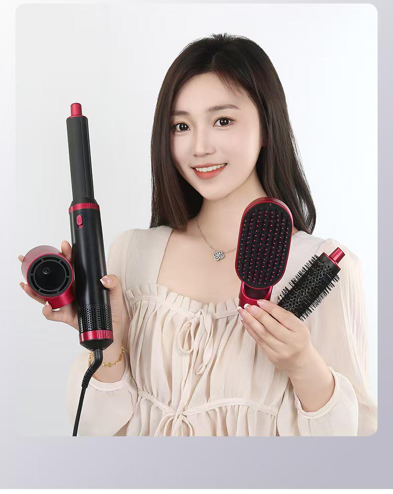 Grenzüberschreitender 5-in-1 Multifunktions-Haartrockner & Styler: Lockenwickler, Glätteisen, flauschiger Kamm für doppelte Anwendung und Heißluftbürste.