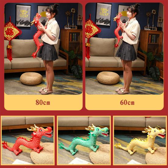Zodiac Dragon Plyšová panenka Stojící Postoj Kreslený drak Maskot Plyšové Ornament Kawaii Vycpané zvířátko