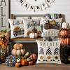 4 Pcs Double Sided Fall Pumpkin Cushion Covers, Plaid Gnome Truck Thanksgiving Throw Pillow Cases (No Inserts)