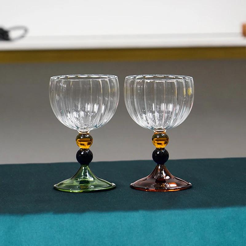 Colored High Borosilicate Glass Champagne Wine Glass Creative Hand Blown Goblet Transparent Cocktail Cup Wine Glass Drinkware