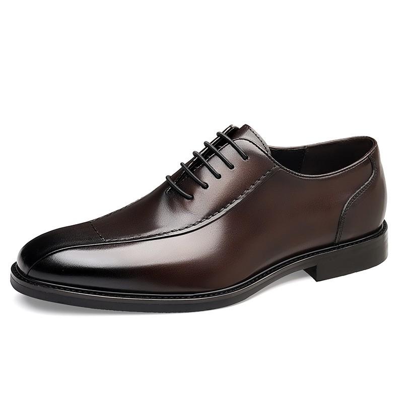 Mens Genuine Leather Oxford Shoes Square Toe Business Casual Dress Office Wedding Formal Events