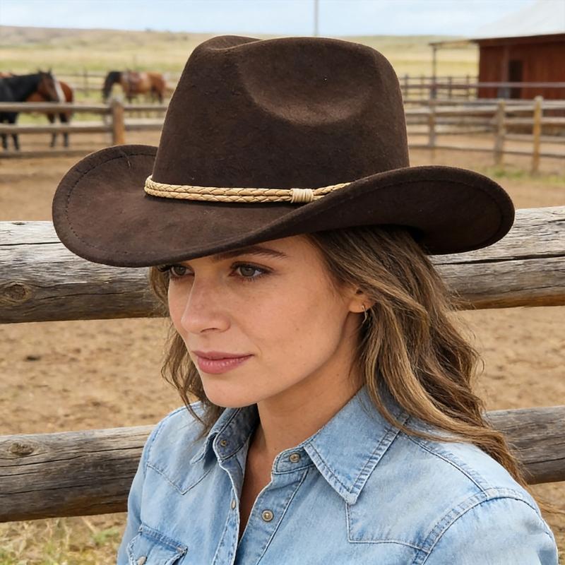 Cappelli da Cowboy Occidentali Classici Stile Unisex Elegante Per Attività All'Aperto e Abbigliamento Casual Fibra di Poliestere