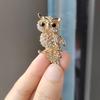 Broșă Formă Bufniță Strălucitoare Strassuri Incrustate Ac Metalic cu Ornament Ochi Negru Accesoriu Compact Portabil Jachete Genți Pălării Bijuterii Cadou