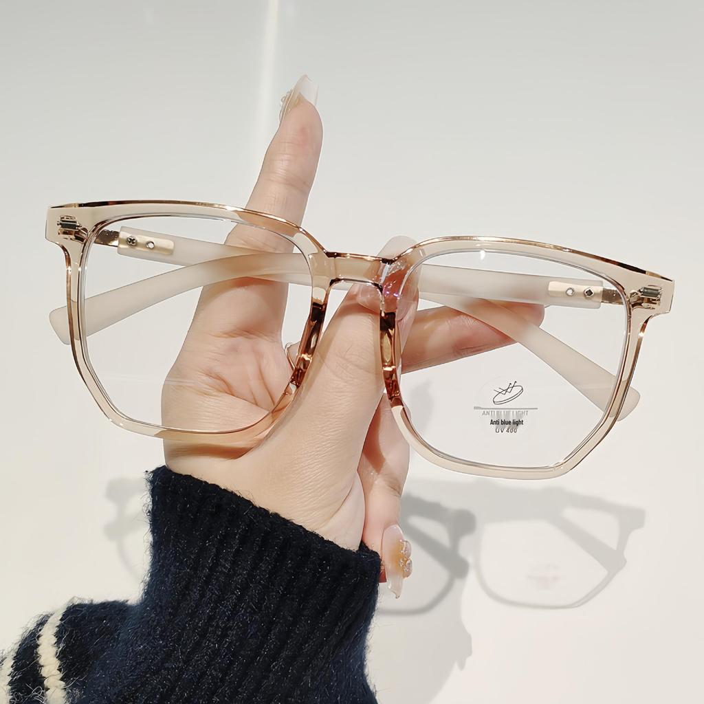 Large Frame Anti-Blue Light Eyeglasses with Myopia Option, Xiaohongshu Influencer Style
