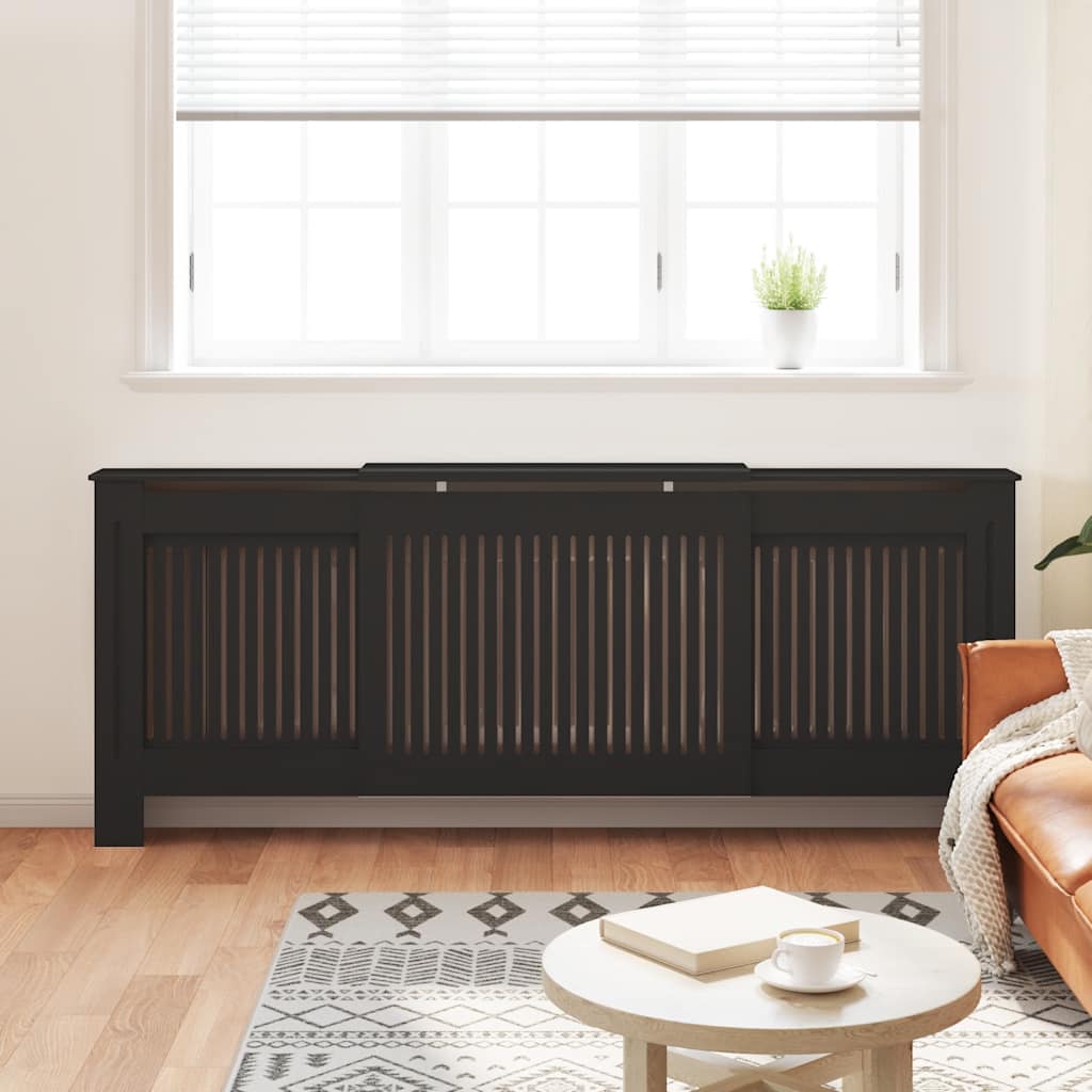 Wood Based Radiator Cover Black 205 cm