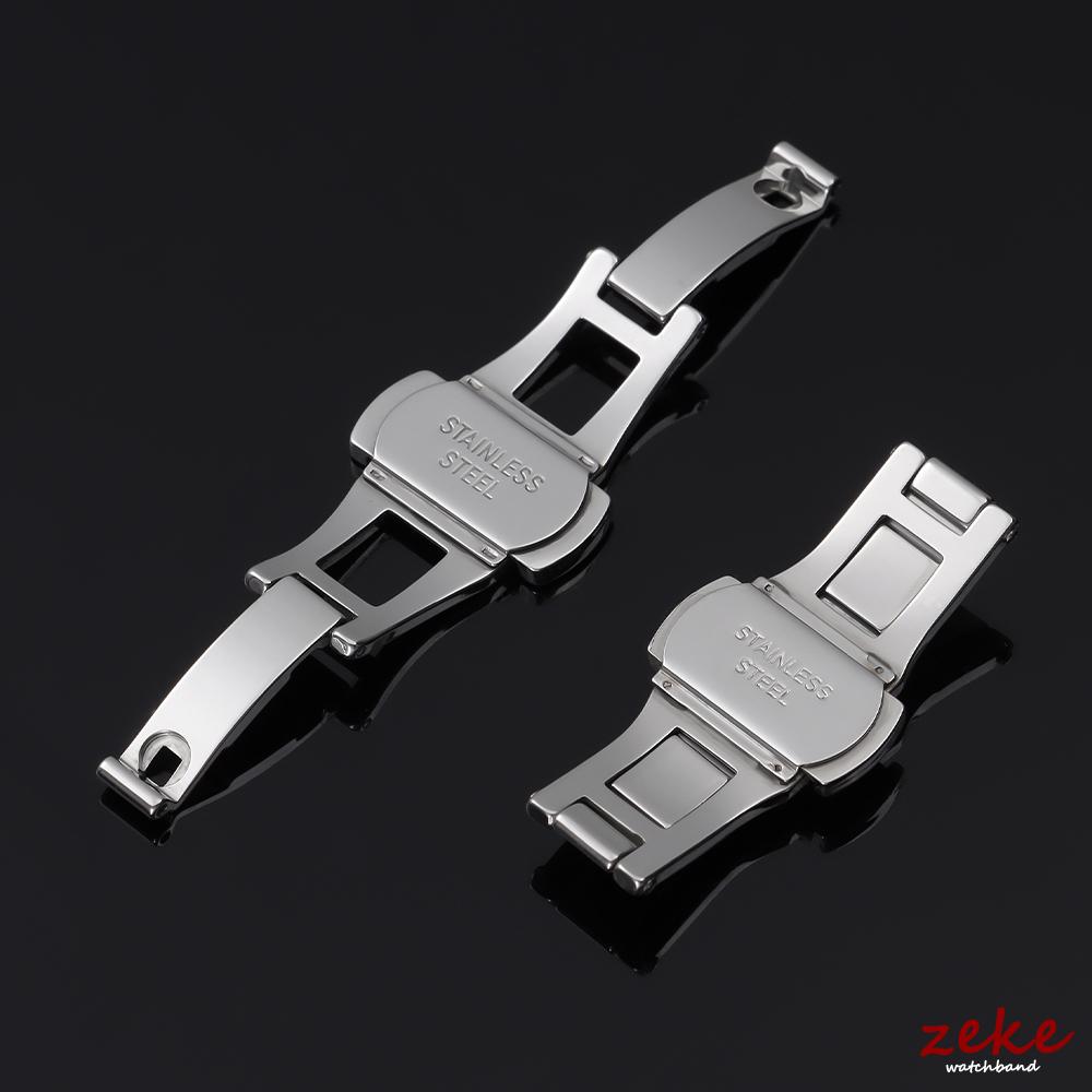 Zilveren Dubbele Druk Vlinder Horlogeband Gesp Staal Vouwsluiting Metaal Heren Dames Horloge Knop 4mm 5mm 6mm Horloge Accessoires