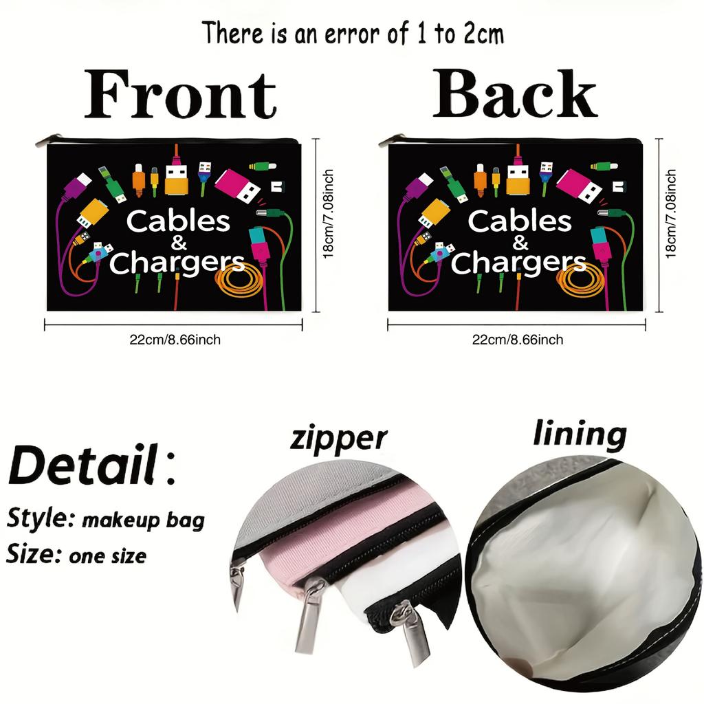 A Storage Bag for Cables And Chargers Black Design a Durable Fabric Travel Case Cable Organizer
