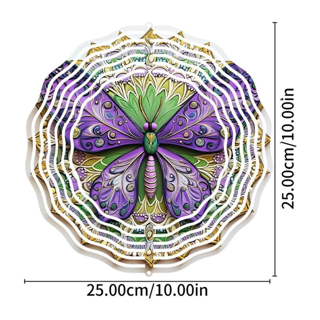 10-Inch Animal & 2D Mandala Wind Chimes, Rotating Outdoor Decor, No External Power Needed - Perfect Gift for Animal Lovers, Dynamic Effect