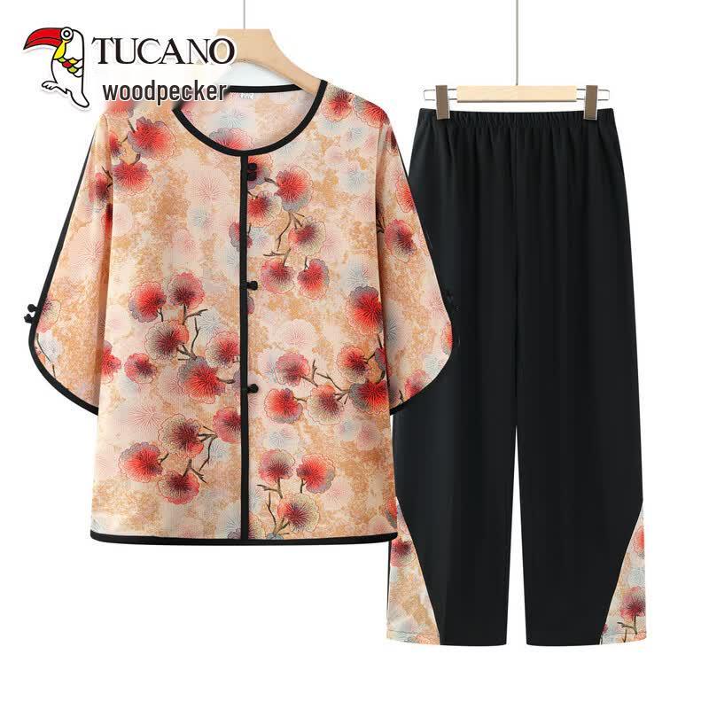 TUCANO Women s Plus Size Summer Floral Print T-Shirt Set XL
