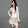 New Arrivals Open Run Women Nylon Back Band Double Layer Ruffle Mini Skirt
