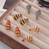 Colorful Spiral Water Drop Titanium Stud Earrings - Elegant Hollow Design, Non-Fading Luxury Jewelry