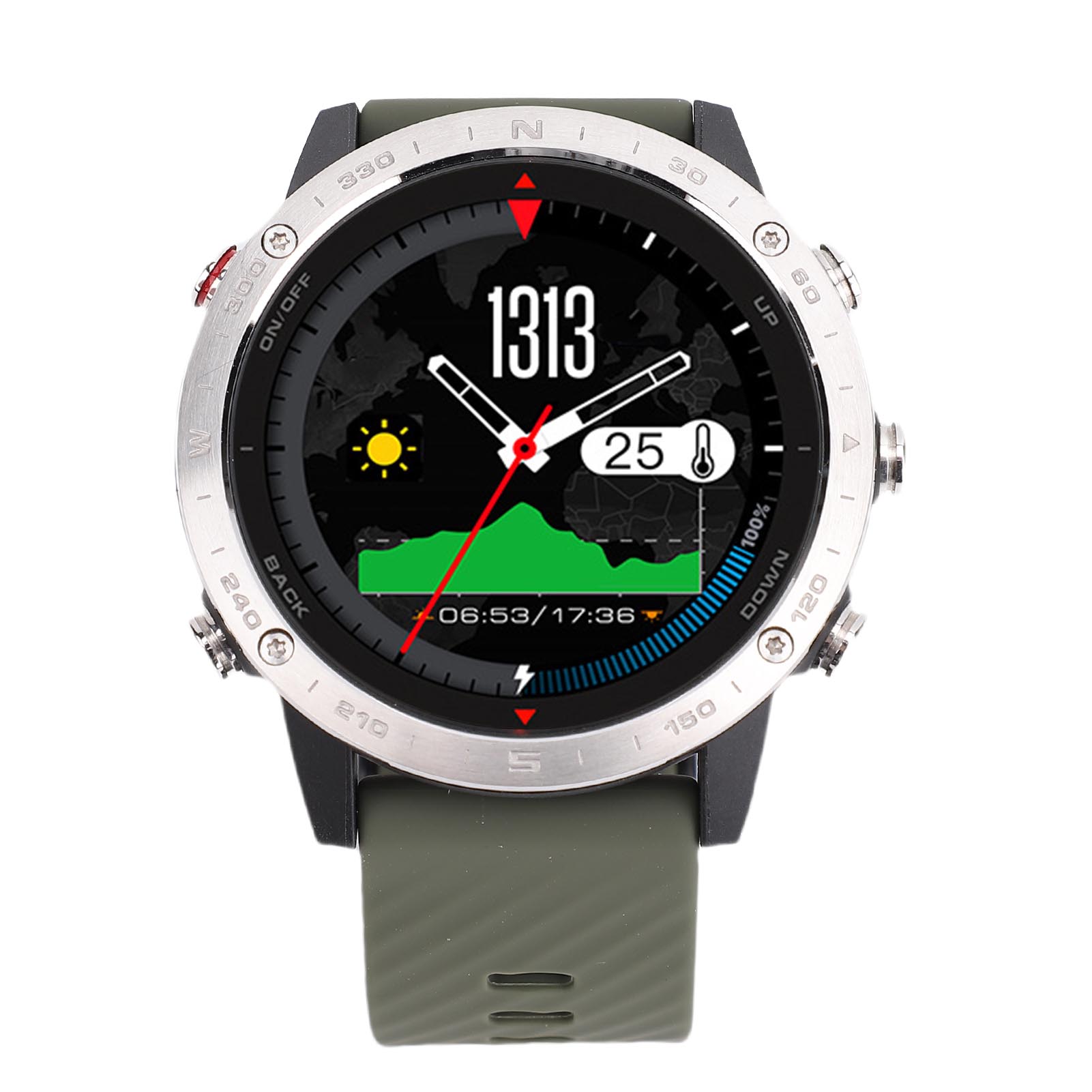 

1.3 Inch Smart Sports Watch Water Proof Outdoor Sports Fitness Tracker Watch Silicone Strap for Men Climbing Swimming