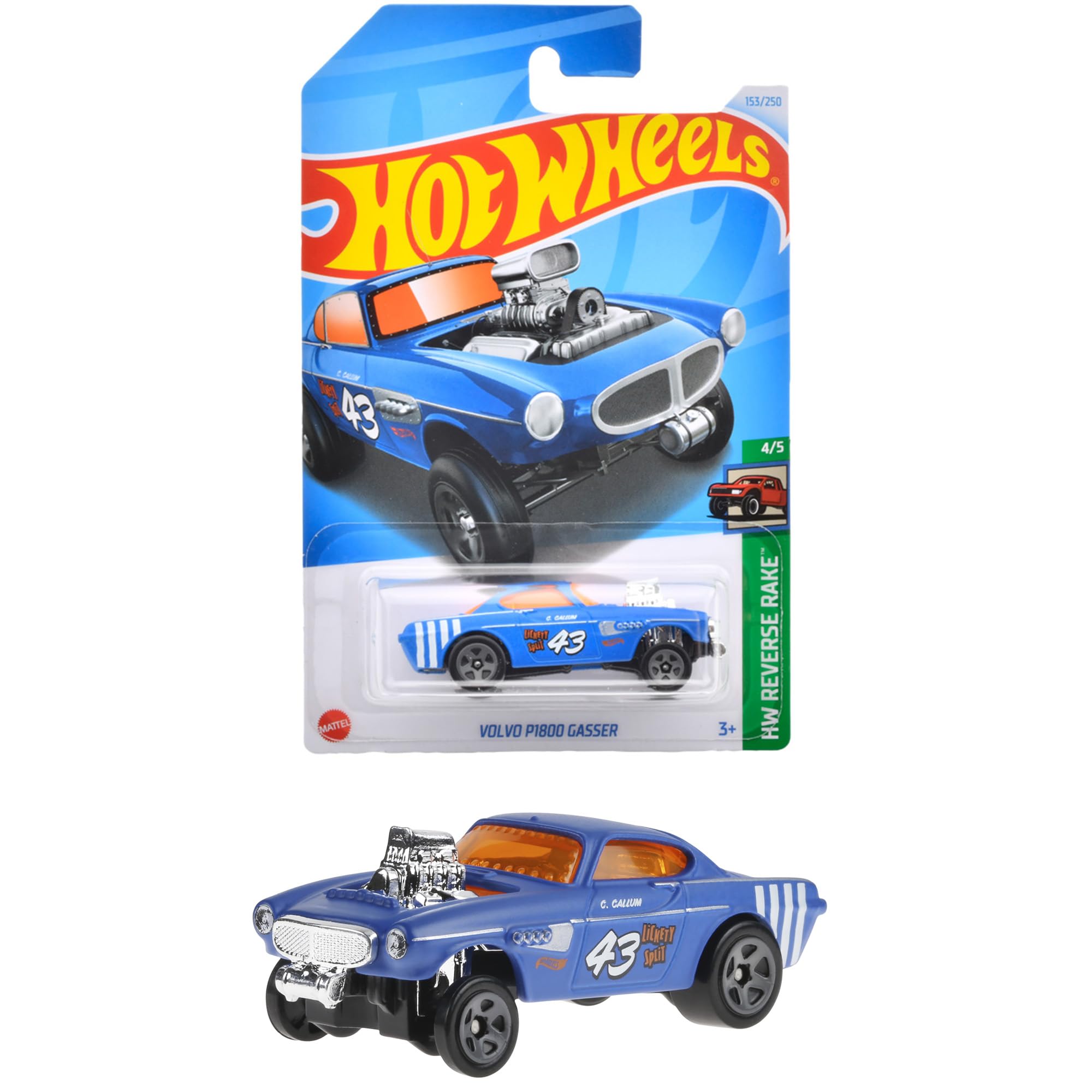 Hot Wheels Volvo P1800 Gasser Ride-On Toy Mini Car HXR06 Blue For Ages 3 and Up