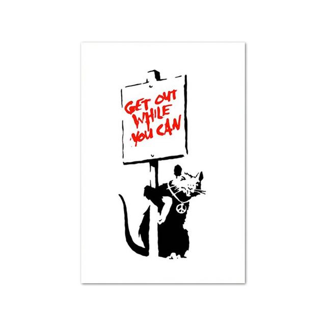 Banksy Graffiti Artwork Canvas Painting Girl With Red Balloon Poster Black White Abstract Wall Pictures for Nordic Home Decor