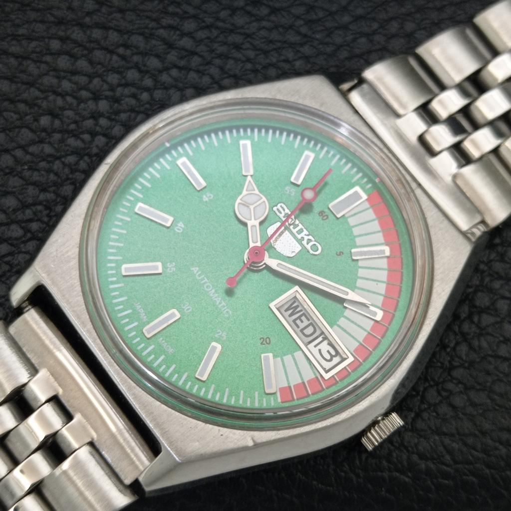 GENUINE VINTAGE SEIKO 5 AUTOMATIC 6309A JAPAN MENS GREEN DIAL WATCH A708397-1