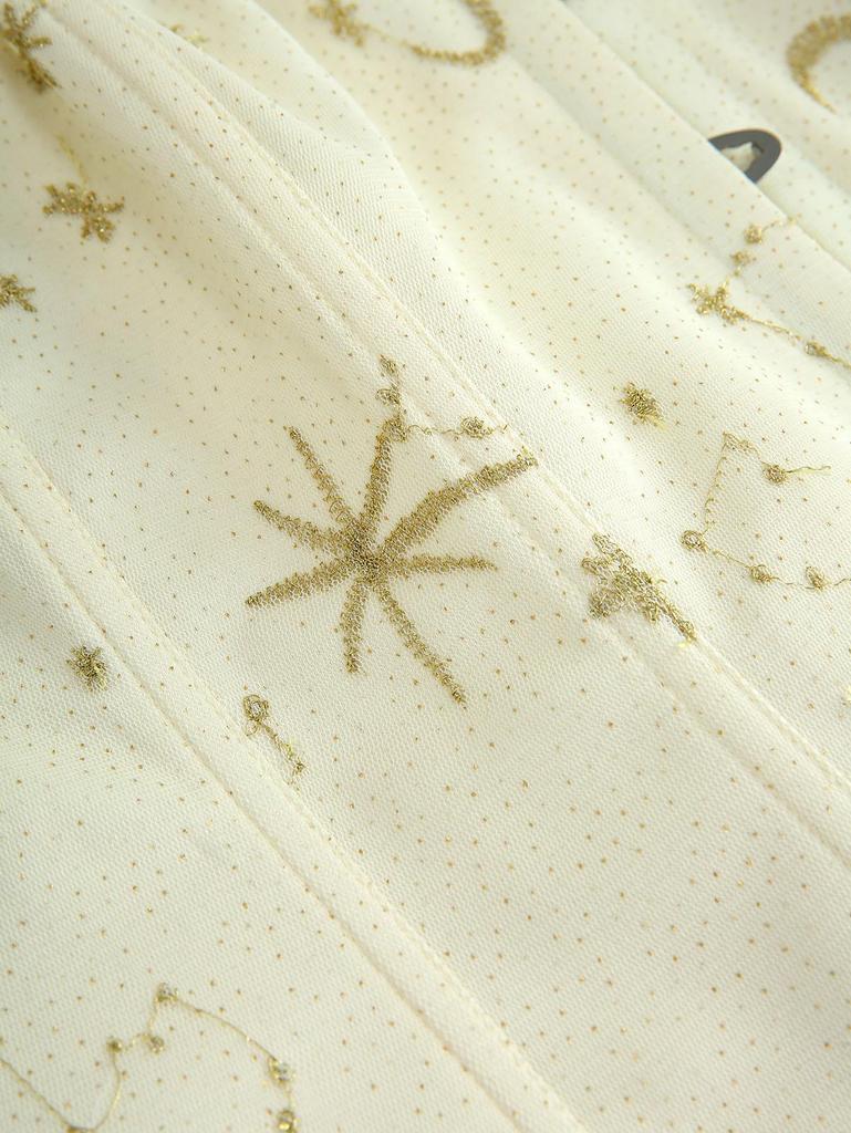 Rosegal Gothic Moon Star Gilding Embroidered Ruffles Lace Up Back Functional Corset