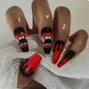 96 szt. 24*4 Krwiste Halloween Długie Migdały Sztuczne Paznokcie 3D Czarna Czerwona Pajęczyna Czaszka Przyklejane Paznokcie Pełne Pokrycie Manicure Dekoracje