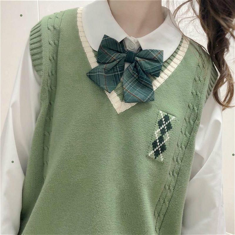 

Свитер-жилет женский популярный корейский стиль свободный без рукавов шикарный милый повседневный лоскутный Ins Harajuku XS светло-зеленый