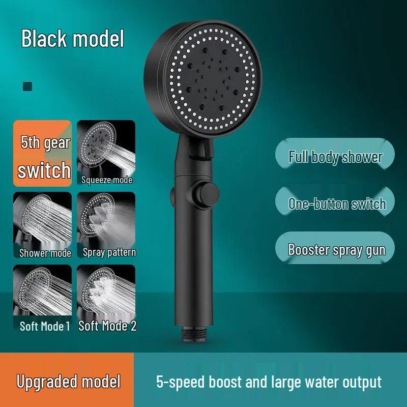 Black Warrior Pressurized 5-Speed Shower Head