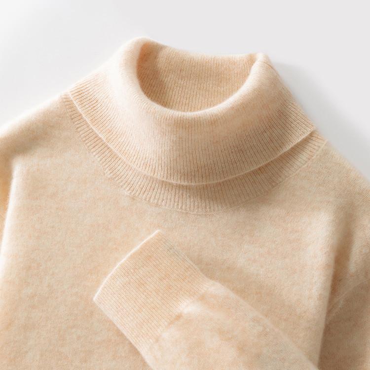 Pánský svetr ze 100% vlny Podzimní a zimní teplý pletený vlněný svetr proti žmolkování Jednobarevný všestranný rolák pro muže