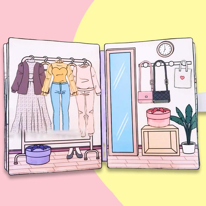 

Cute Girls Quiet Book Dress Up Sticker Book Toy Diy Handmade Toys Pack Materials Kid Educational Anti-Stress Toy