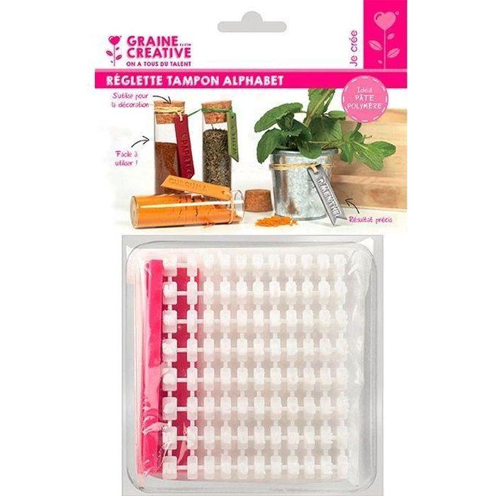 Réglette tampon alphabet pour pâte polymère - Graine Creative - Lettres et chiffres 5x4mm - Accessoire pour FIMO
