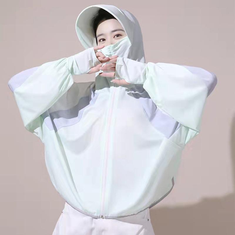 Quick Drying Sunscreen Coat Face Guard Fashion Hooded Wide Brim Thin Shawl Sunscreen Coat Clothing