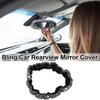 Bling Car Rearview Mirror Cover with Crystal Rhinestones Women's Full Drill Head Pillow Cover Interior Accessories - Universal Fit, White
