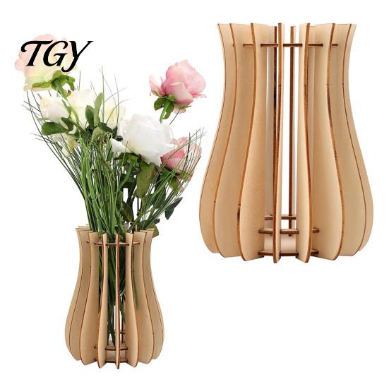 DIY Floral Arrangement Holder Wooden Puzzle Flower Vase, Display Stand for Placing Flowers & Eco Friendly Wood Decor Artificial Flowers, Suitable