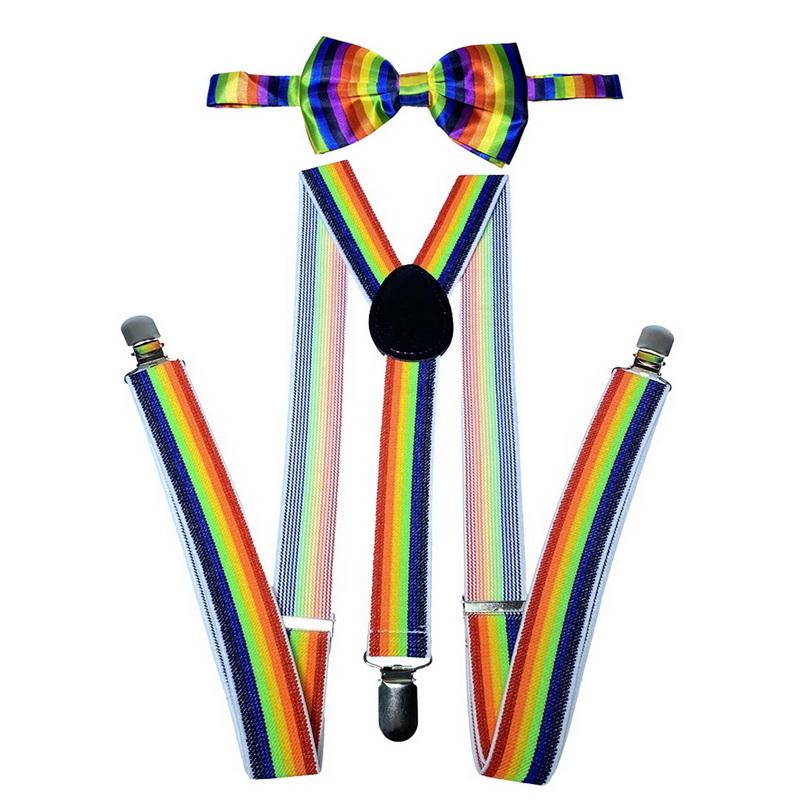 Ensemble classique de bretelles et nœud papillon, bretelles élastiques réglables en Y de 2,5 cm de large avec 3 clips, nœud papillon tissé pré-noué de 12 cm, taille unique pour hommes et femmes