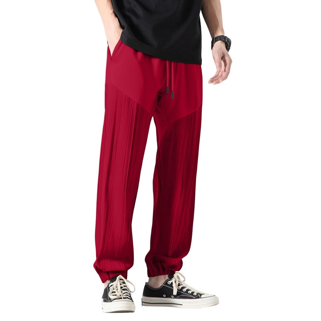 Men's Long Pants, Elastic Waist Drawstring, Lightweight, Slim Fit, With Pockets, Comfortable And Breathable Linen Long Pants