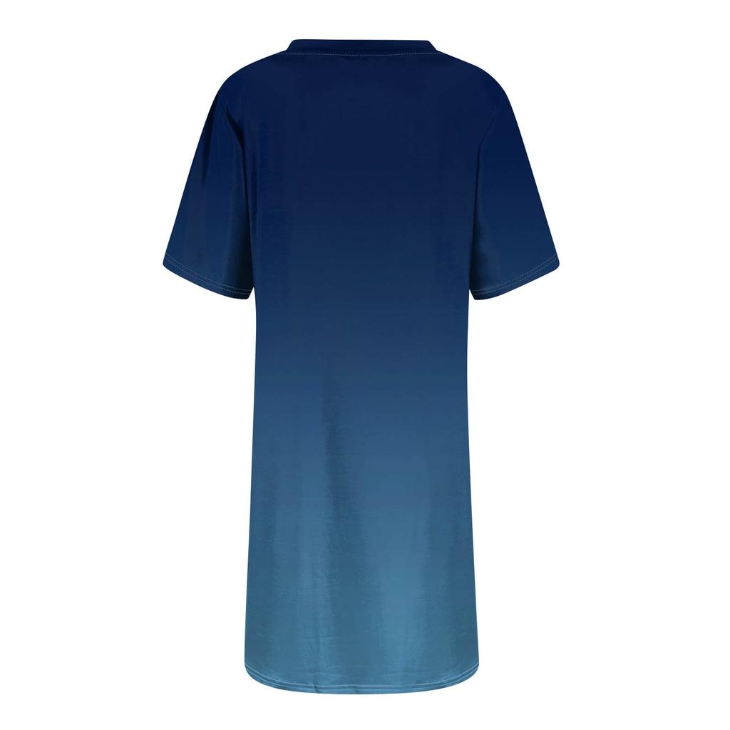 Women's Fashion Casual Loose Printed Short Sleeve V-Neck Dresses