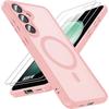 Case for Samsung Galaxy S23 FE, with Magnetic Ring and Camera Glass - Pink - 2 Tempered Glasses