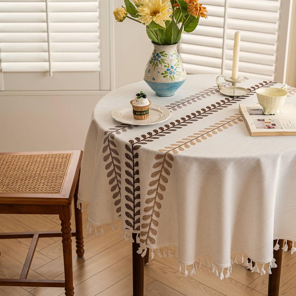Tablecloth Fabric Cotton And Linen Small Fresh Waterproof Tablecloth High-End Embroidery Dining Table Cloth Round Table Coffee Table Cloth Tablecloth