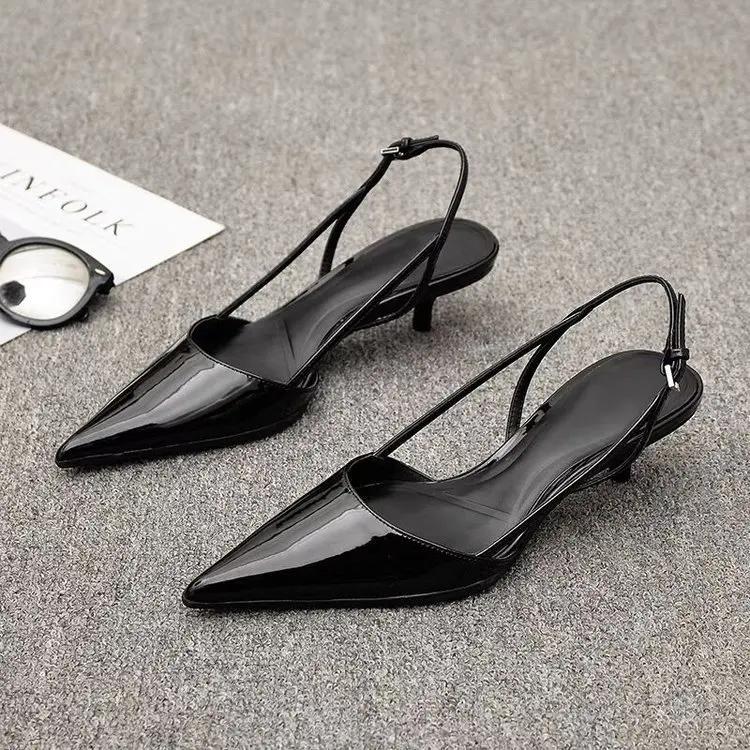

Women Pointed Toe Heels Shoes Sandals Dress Party Fashion Summer Slippers New Walking Flip Flops Pumps Slides 34 чёрный