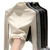 60 fungus edge semi-turtleneck bottomed shirt women's season slim-fitting versatile lace knitted sweater