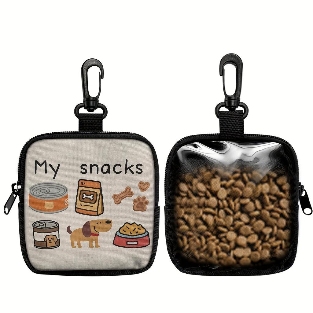 Cartoon Dog Treat Bag With Hook Portable Dogs Cats Snack Storage Bag for Outdoor Walking Travel Puppy Training Treat Container