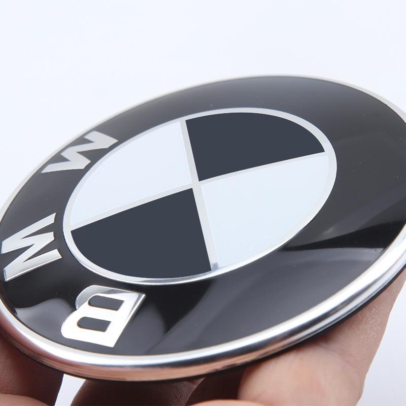 BMW Anniversary Edition Front & Rear Emblems: 82mm Rear in Blue & White, 74mm Front with Black Background.