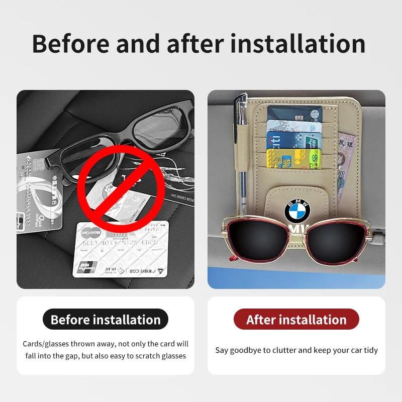 BWX1 2026 Car Sticker Car Sun Visor Glasses Clip Storage Holder Card Bag For BMW G30 G20 F30 F10 F40 E92 E91 G05 G06 G07 G11 G01 G02