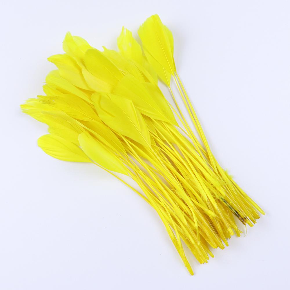

100 шт./лот Разноцветные гусиные перья 12-18 см Розово-красные гусиные перья для поделок Ловец снов Рукоделие Украшения Аксессуары 100pcs жёлтый