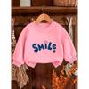 Baby Girl Comfortable Soft "Smile" Crew Neck Sweatshirt | Long Sleeve, Geometric-pattern, Spring Season, Cute Style